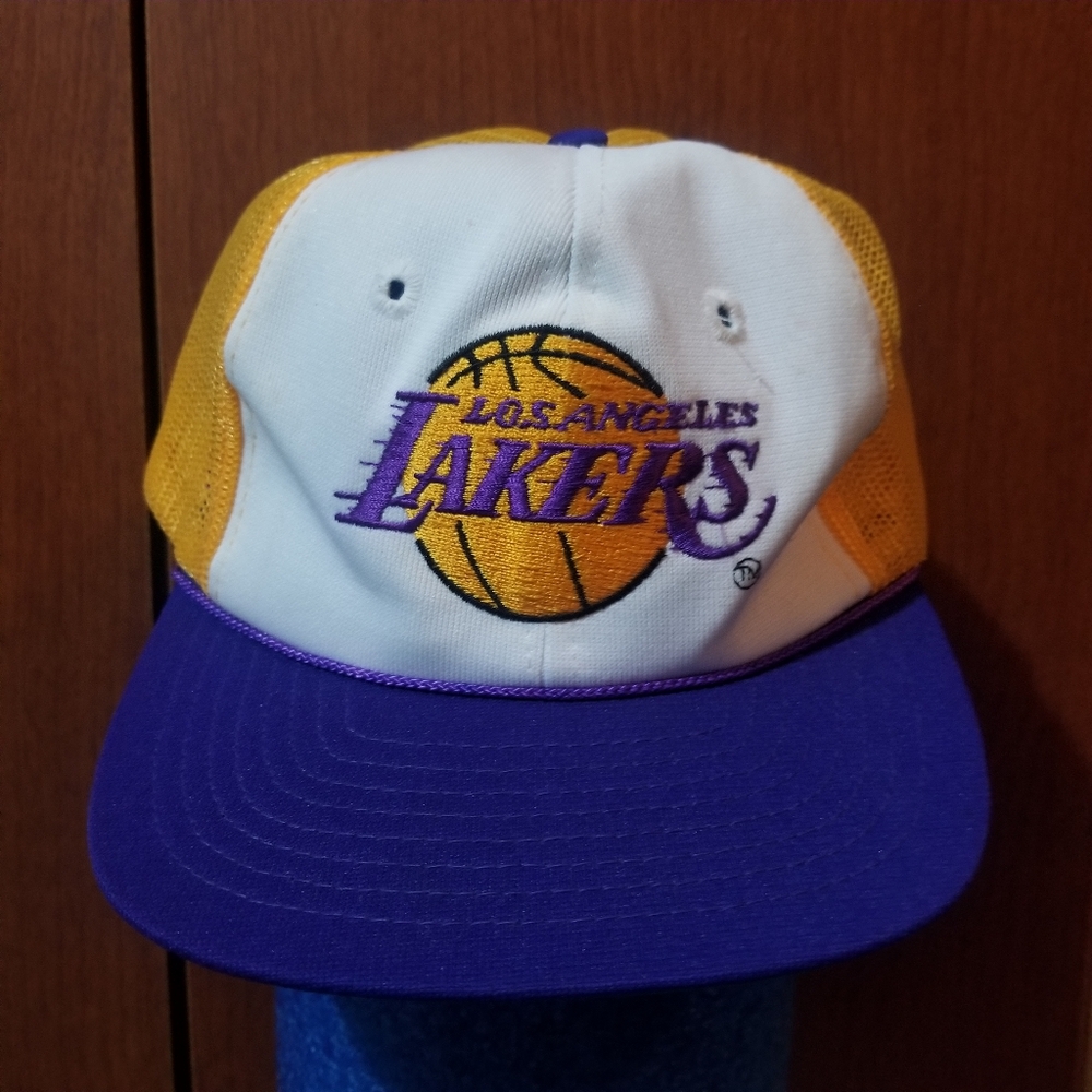 Vintage 80s TWINS Enterprise Los Angeles Lakers SnapBack Mesh Hat NBA Basketball